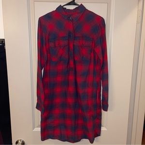 J.Crew Factory Flannel Long Sleeve Dress - Red Plaid